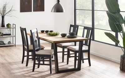 Hilton Dining Table – White Oak Veneer with Herringbone Pattern, 180cm
