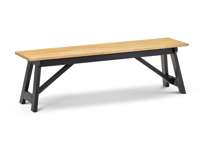 Hockley Black & Oak Dining Bench - Image 2