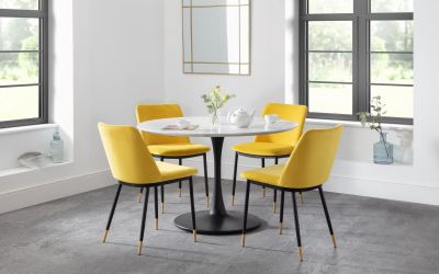 Holland Round Pedestal Table – Marble Effect, 120cm - Image 2