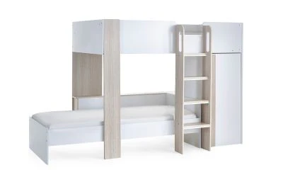 Horizon Bunk Bed - Pale Wood & White Finish with Built-in Storage & Glow-in-the-Dark Steps - Image 8