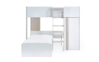 Horizon Bunk Bed - Pale Wood & White Finish with Built-in Storage & Glow-in-the-Dark Steps - Image 9
