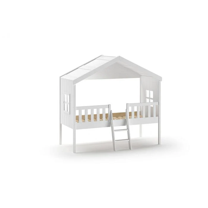 HOUSEBED Bed with Ladder 90 x 200 cm – White Scandinavian Pine with Under-Bed Storage - Image 4