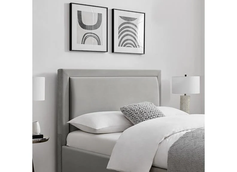 Humboldt Velvet Bed with End Drawer – Soft Grey Fabric 4ft6 - Image 3