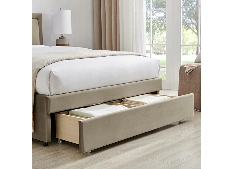 Humboldt Velvet Bed with End Drawer – Soft Grey Fabric 4ft6 - Image 7