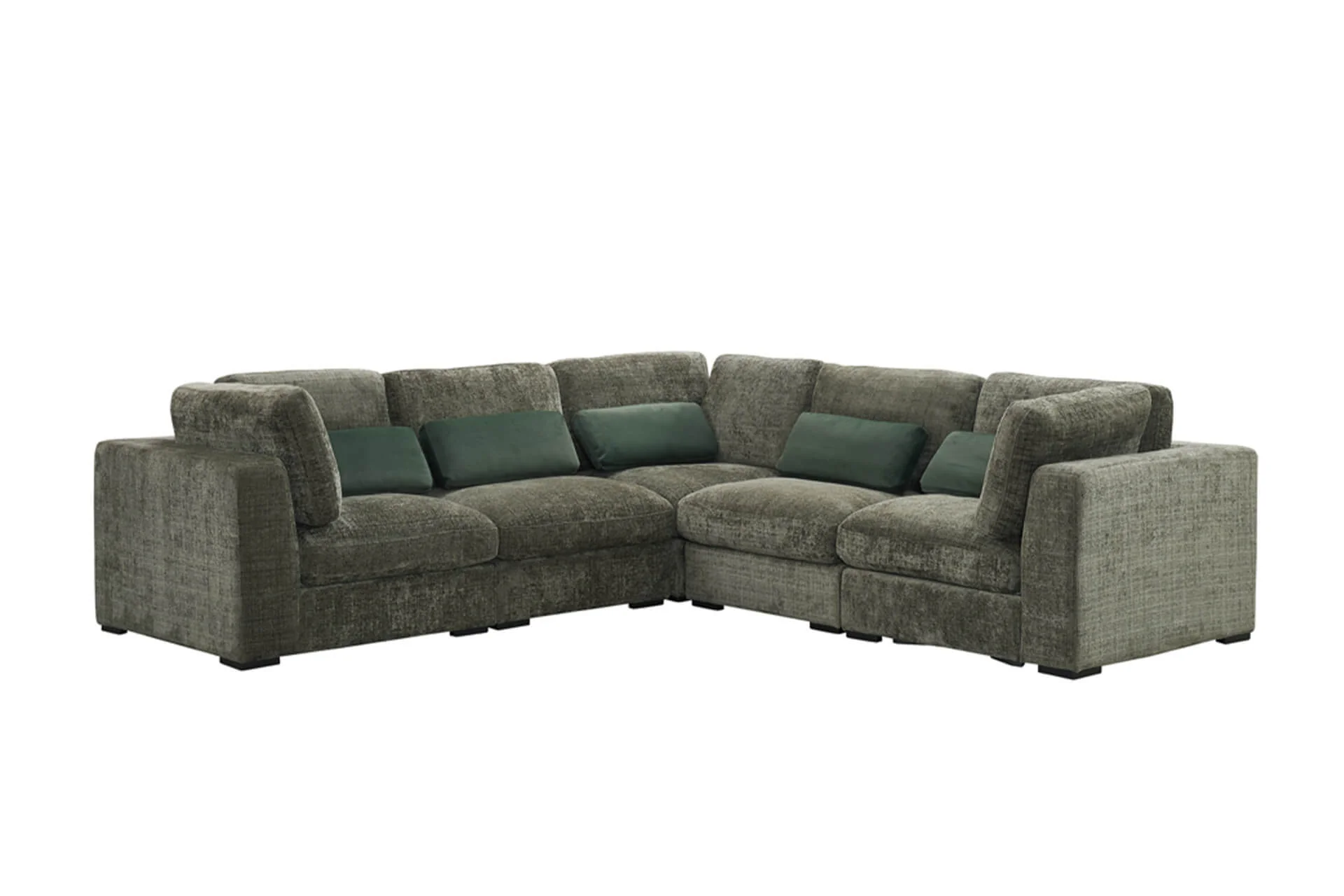 Humphrey Armless Sectional – Green Chenille Fabric with Pocket Sprung Seats 800mm - Image 6