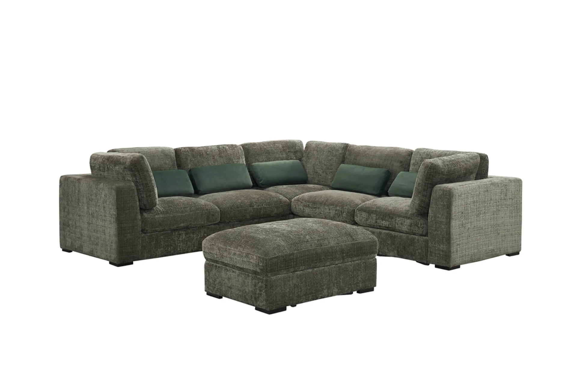 Humphrey Corner Arm Sectional – Green Chenille with Pocket Sprung Seats 1000mm - Image 11