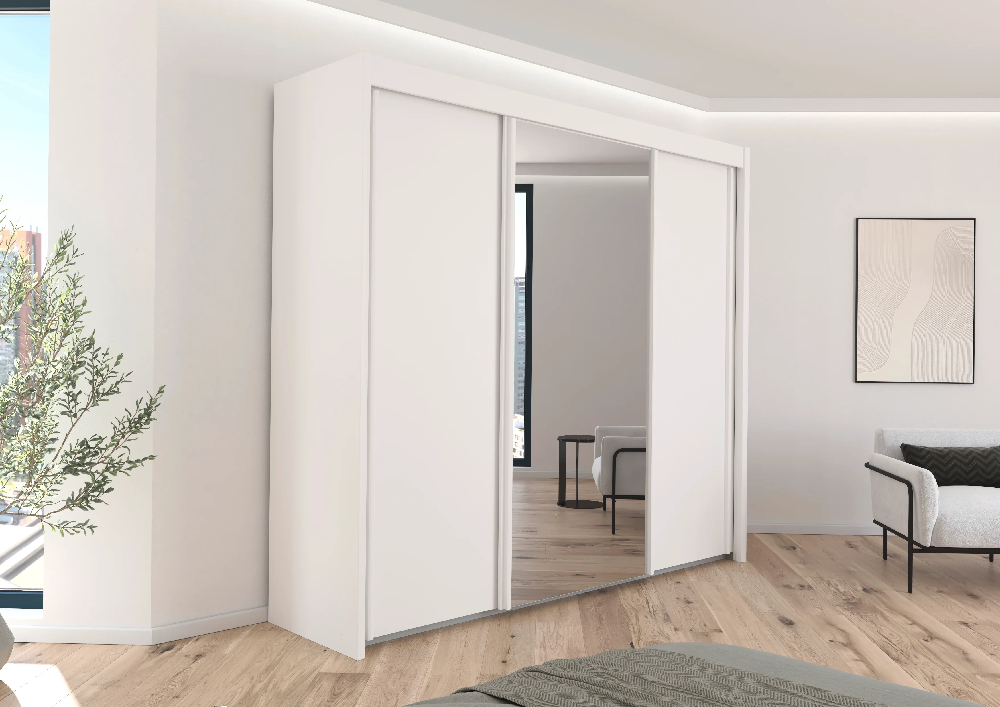 Sovereign Sliderobe - 2.5m in Alpine White finish - Free internal divide