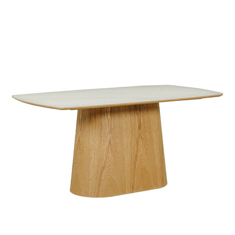 Indy Rectangle Dining Table 160cm – Marble Pattern Ceramic Top with Wood Veneer Base - Image 7