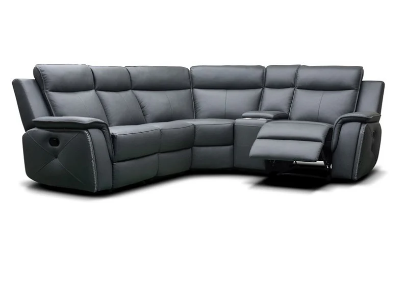 Infiniti Leather Corner Sofas – Grey with Manual Recliners (LHR+CON+C+A+A+RHR) - Image 3