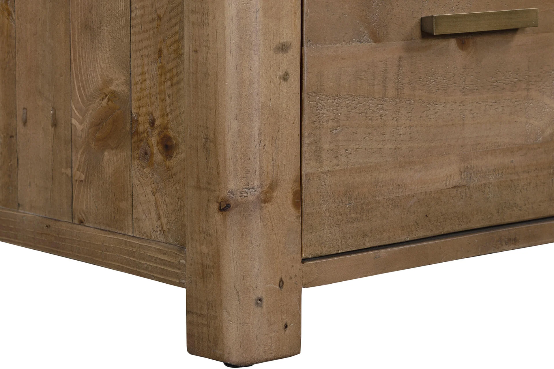 Inola 2 Door 1 Drawer Wardrobe – Reclaimed Pine with Brass Handles - Image 9