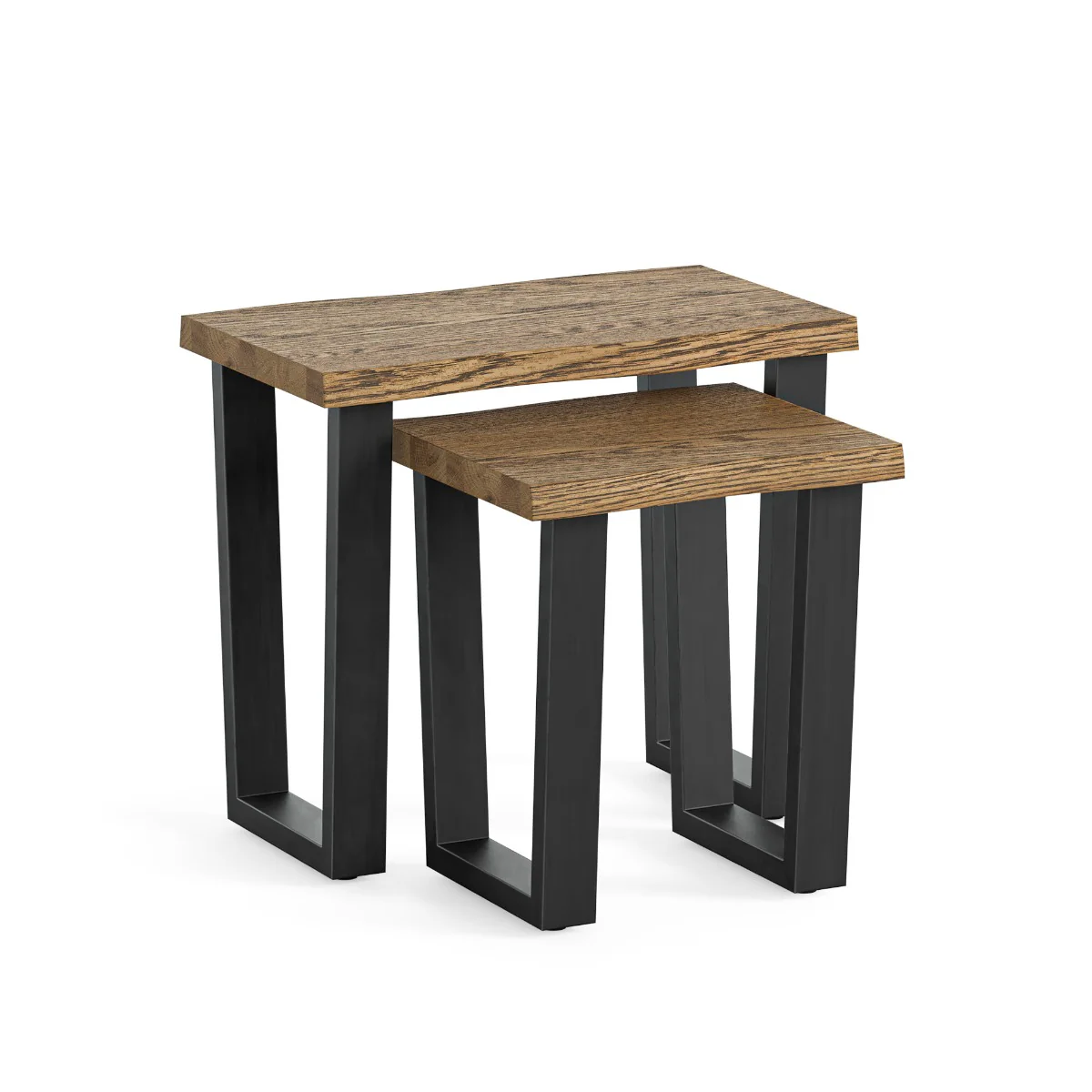 Jersey Nest of Tables – Industrial Style with Natural Timber Finish 520mm