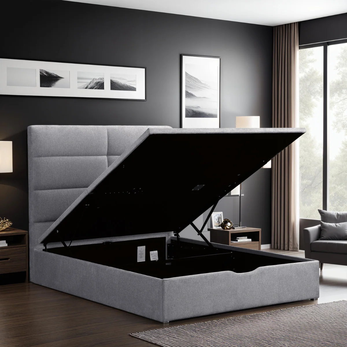 Jessica 4'6 Bed – Grey Gas Lift Storage Frame (PRE-ORDER FOR JULY) - Image 4