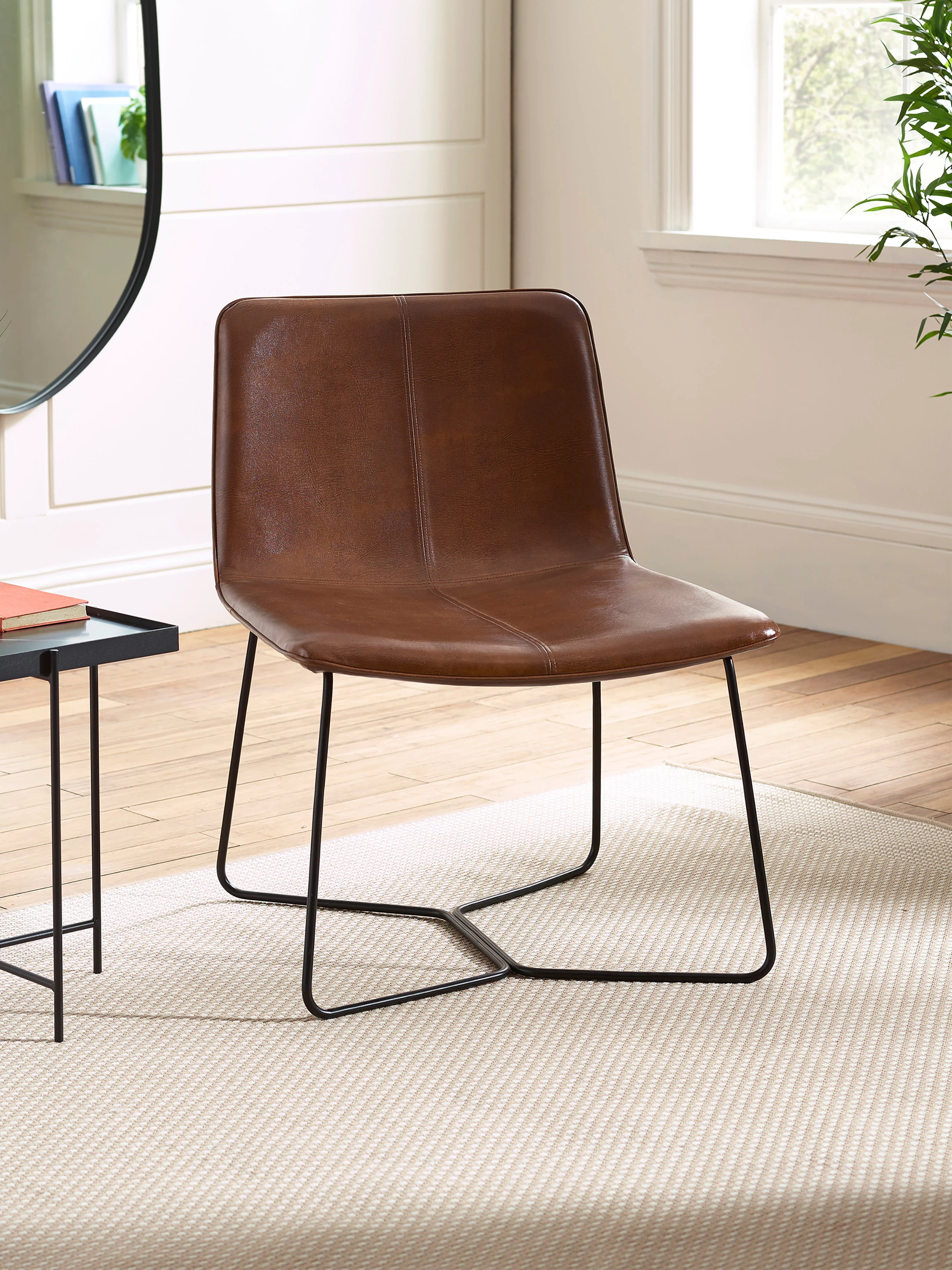 Joren Tan Brown PU Leather Accent Chair