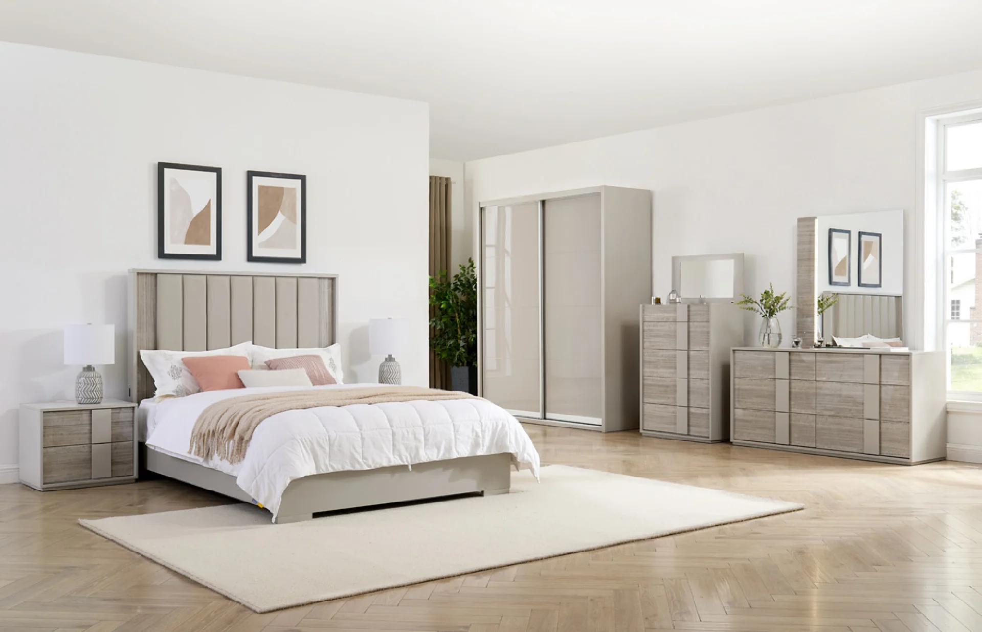 Jules 4'6 Bed – Grey Upholstered Frame with LED Lights - Image 3