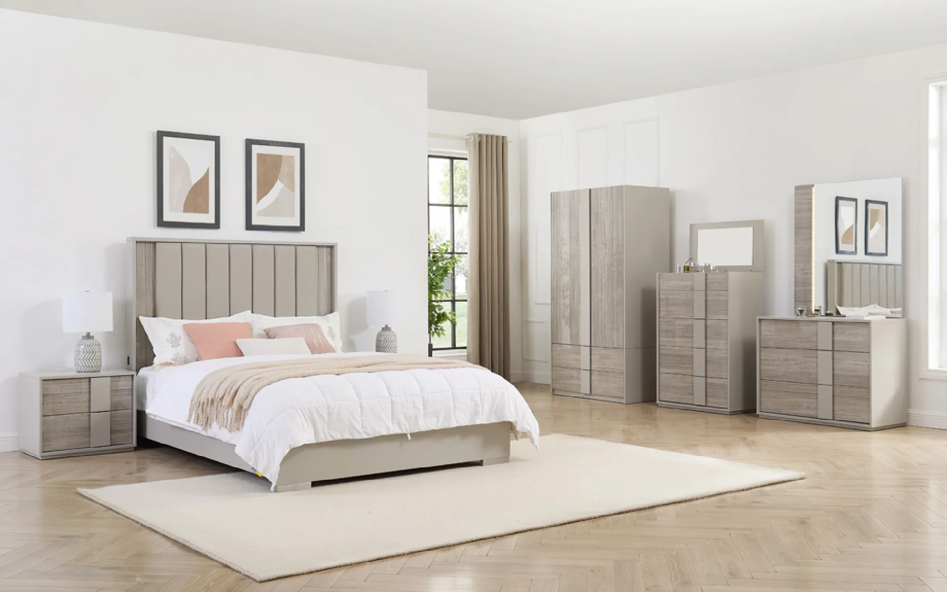 Jules 5' Bed – Grey Upholstered Frame with LED Lighting - Image 3