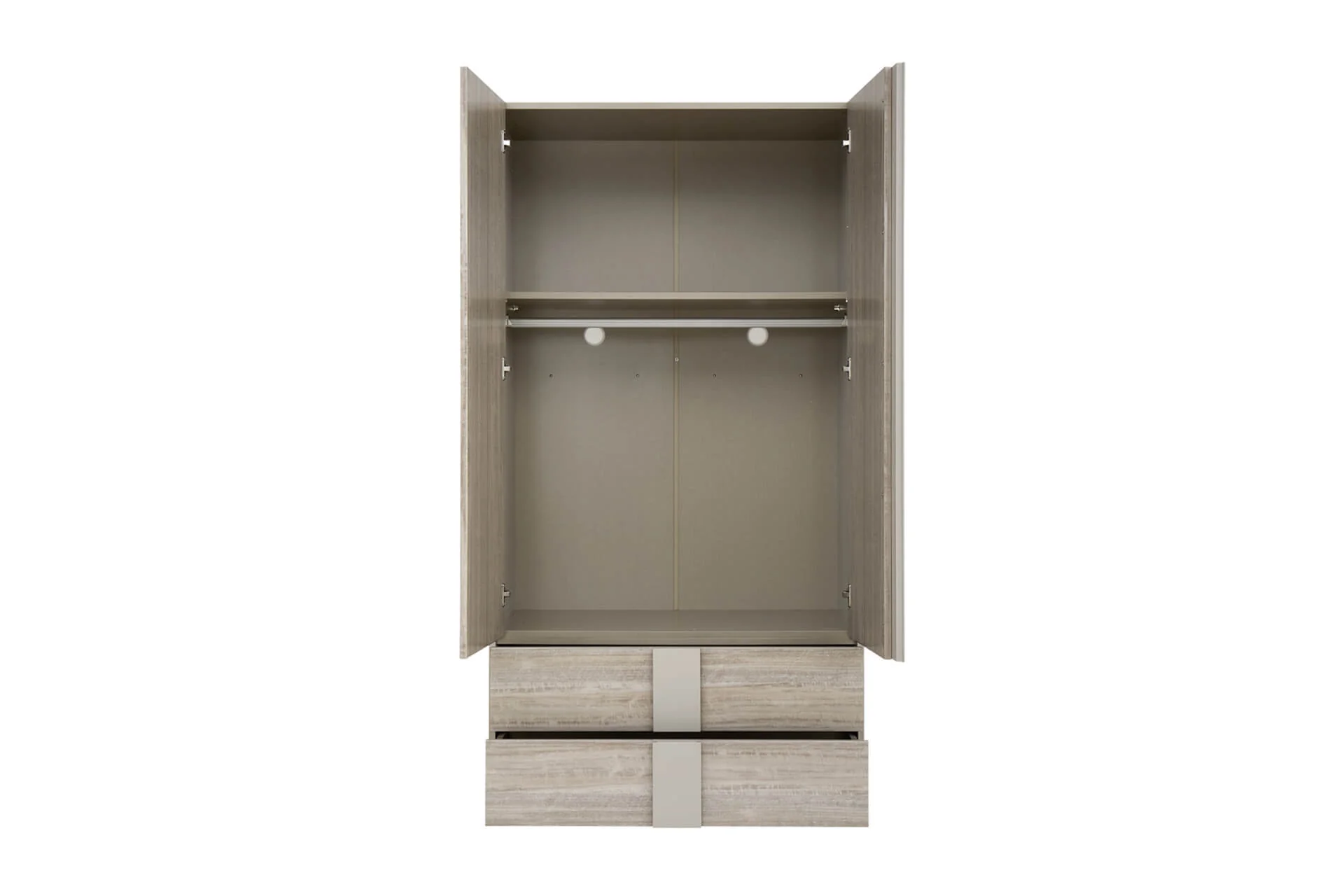 Jules Wardrobe 2 Door/2 Drawer – Grey Gloss with Soft-Close Mechanism 990mm - Image 9