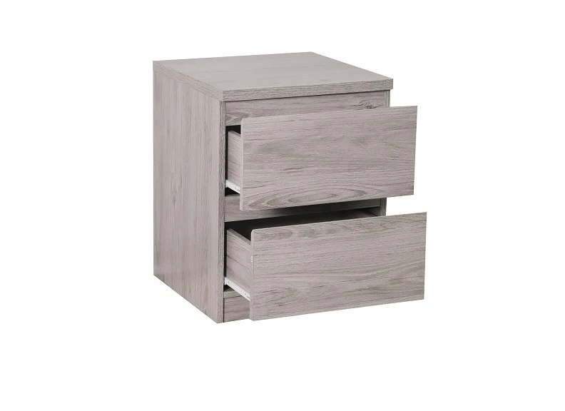 Jupiter Grey Oak Bedside Table with Two Drawers - Image 3