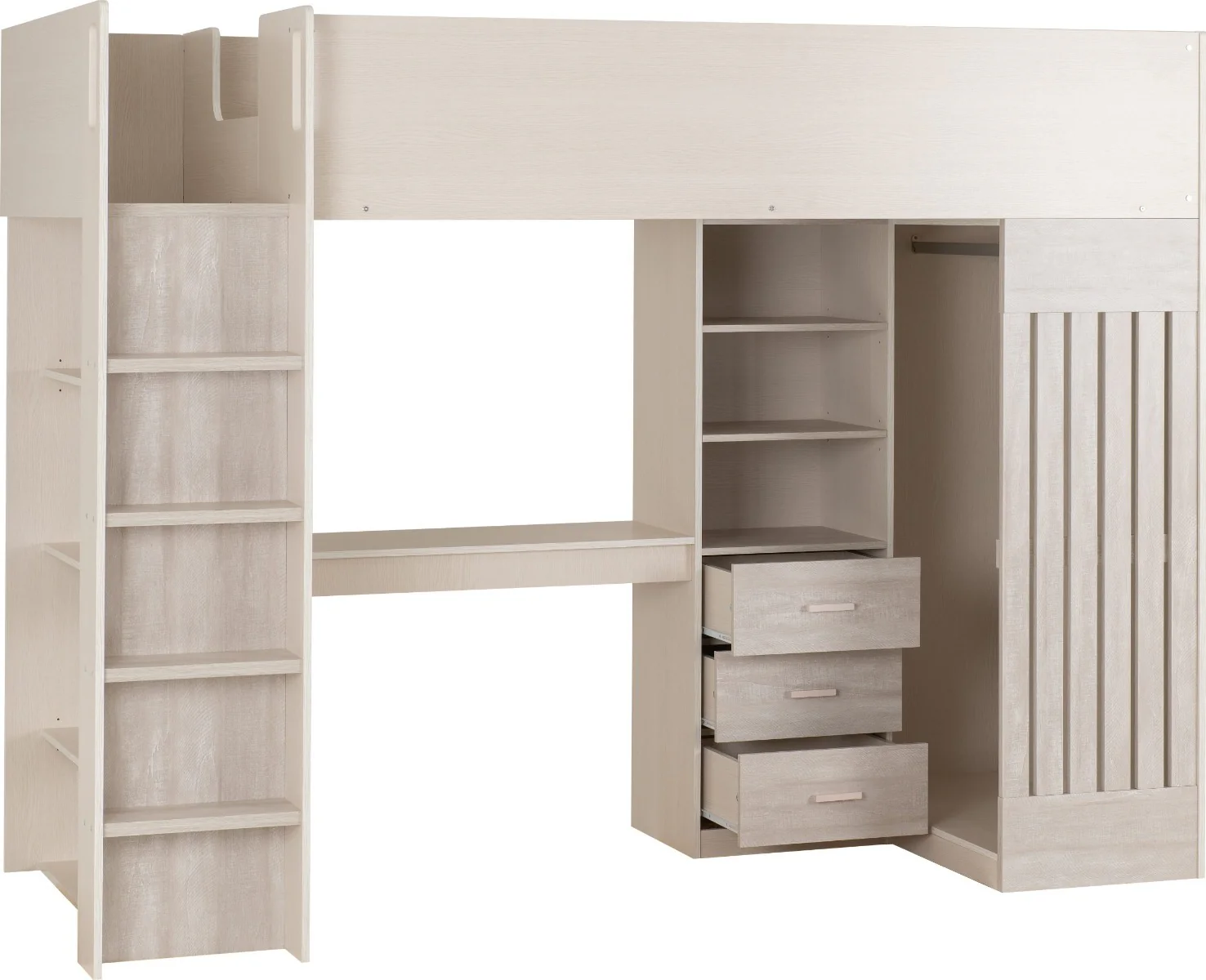 Jupiter High Sleeper – White with Integrated Storage and Desk - Image 4