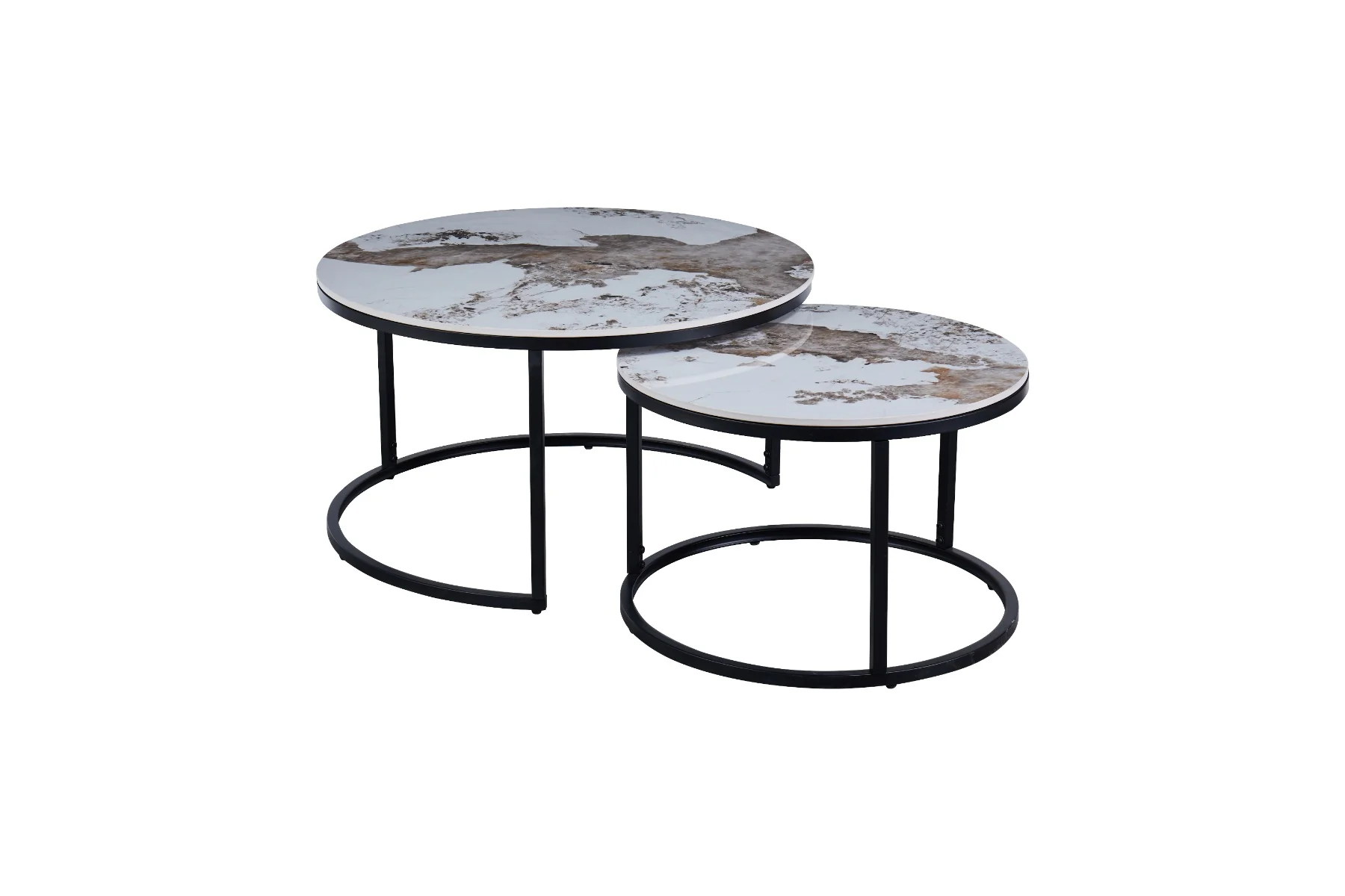 Kas Nest of Tables – Marble Effect with Black Base - Image 2