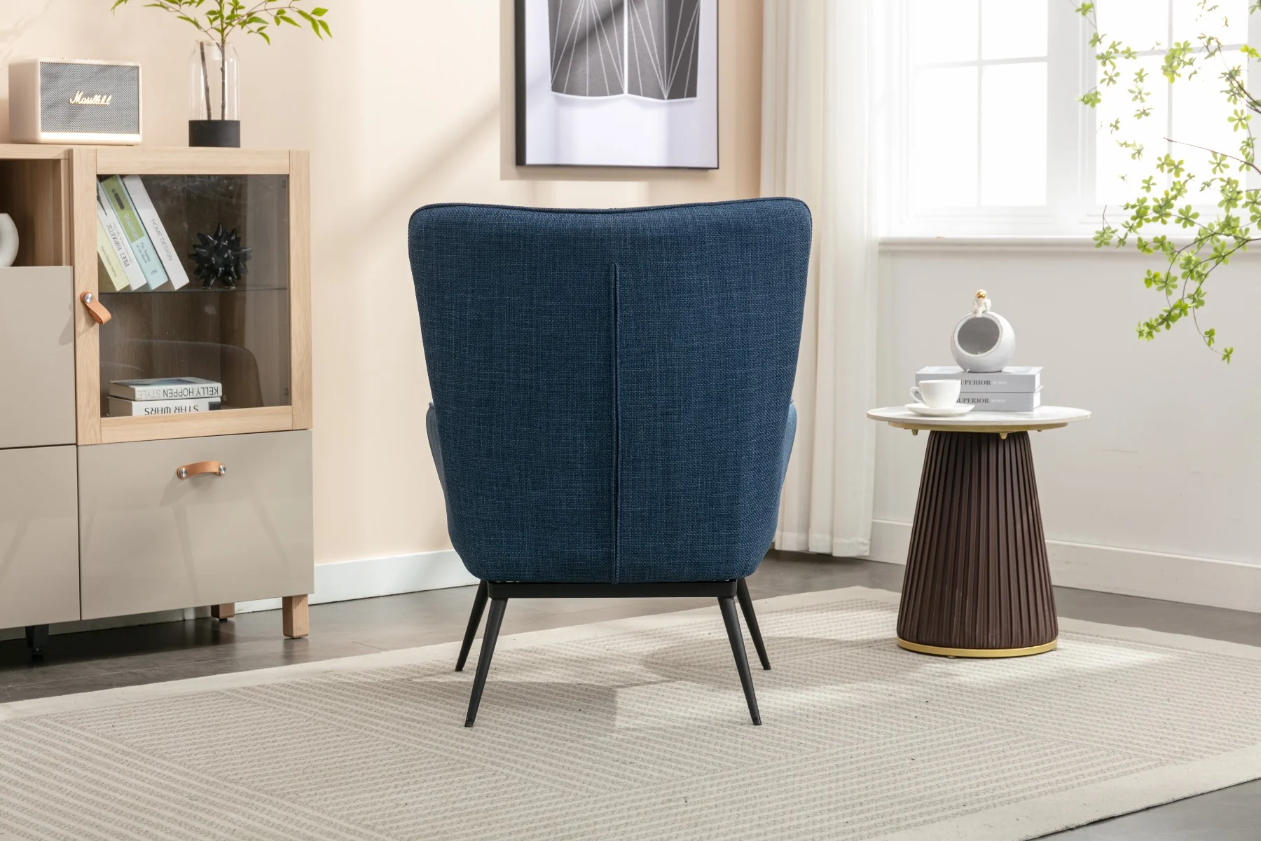 Katelyn Accent Chair with Stool Denim Blue - Image 4