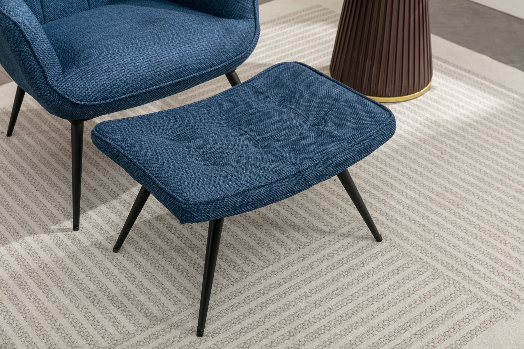 Katelyn Accent Chair with Stool Denim Blue - Image 5
