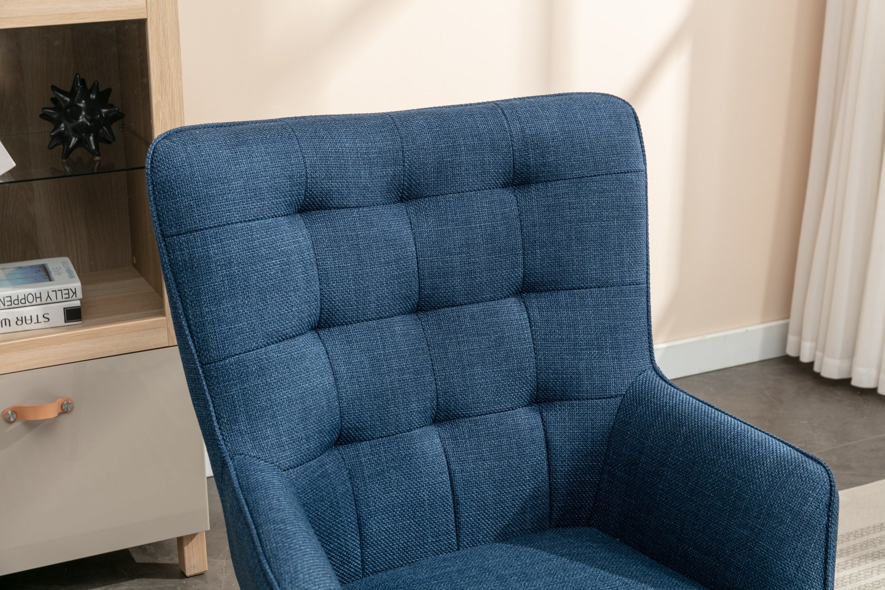Katelyn Accent Chair with Stool Denim Blue - Image 6