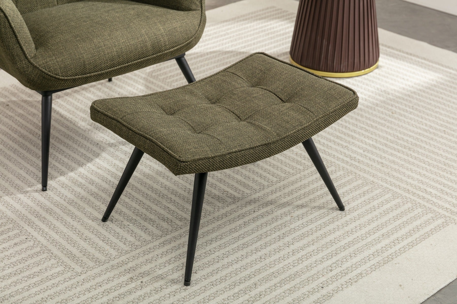 Katelyn Accent Chair with Stool – Moss Green Fabric - Image 5