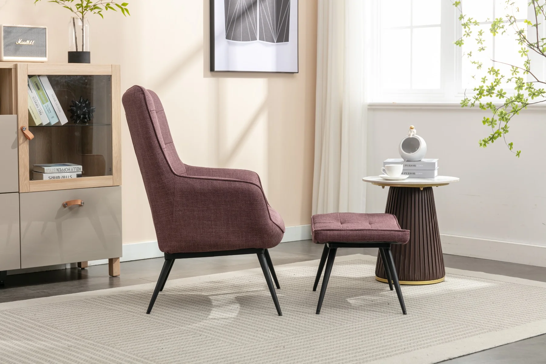 Katelyn Accent Chair with Stool Mulberry - Image 2