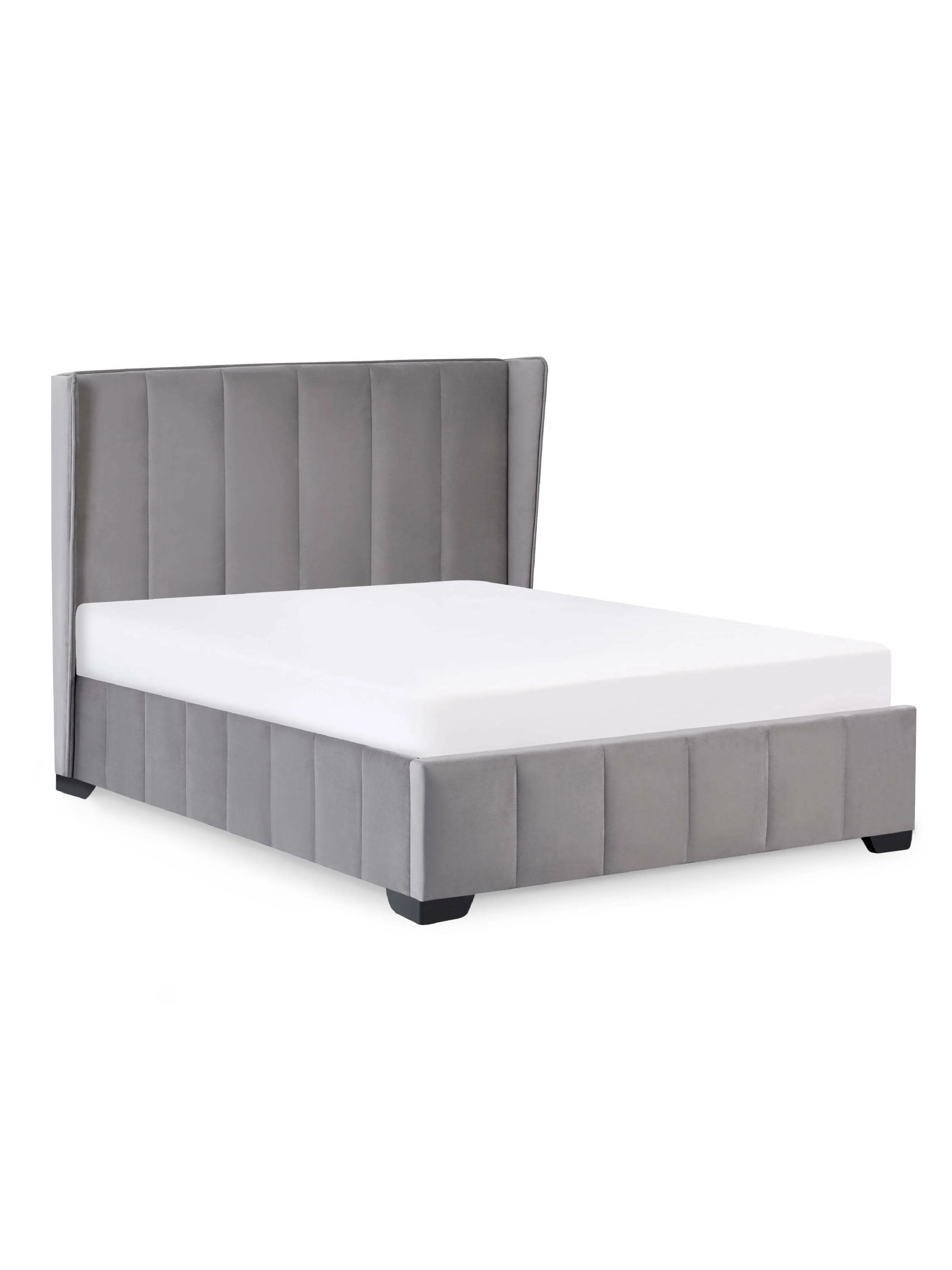 Katie Grey Velvet Upholstered 135cm Double Bed - Image 2