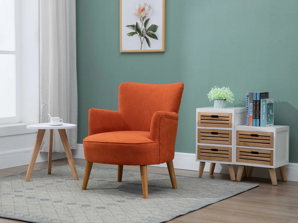 Keira Armchair – Sunburst Orange Compact Design - Image 2