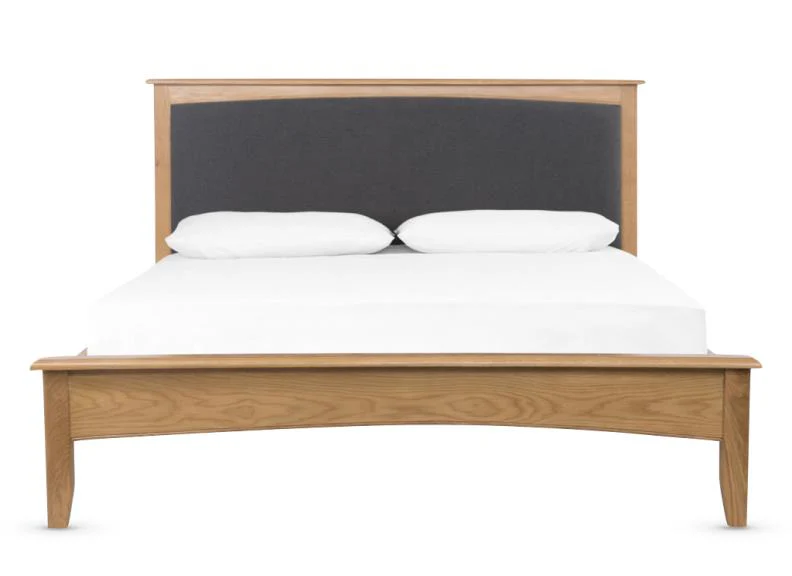 Kilkenny Oak Bed – Charcoal Fabric Headboard - Image 3