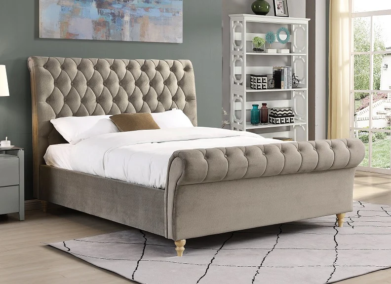 Kilkenny Velvet Scroll Bedframe – with Decorative Headboard - Image 14