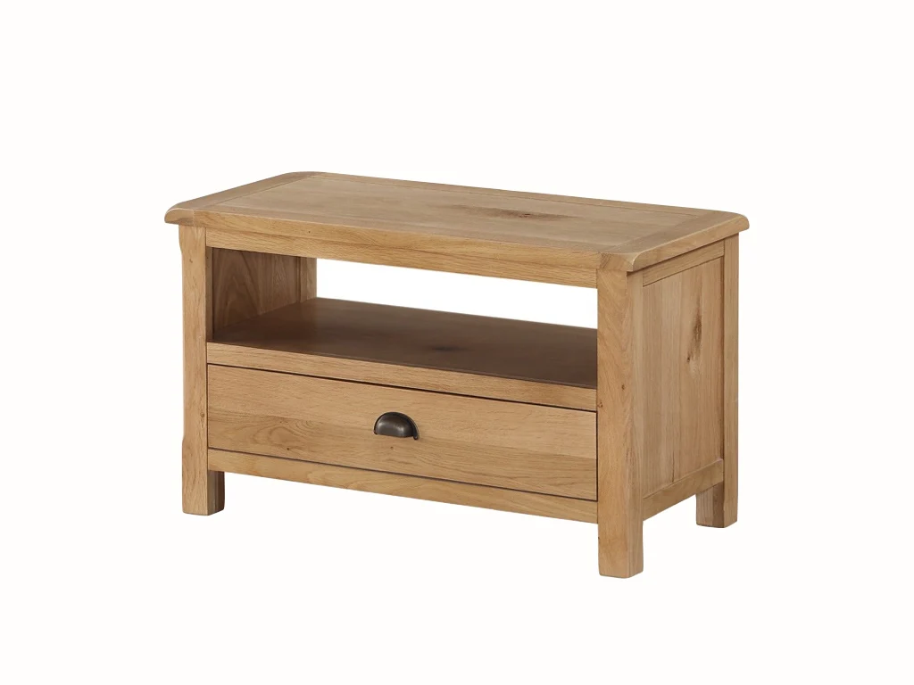 Kilmore Oak Small TV Unit – Natural Oil Finish with Storage Drawer