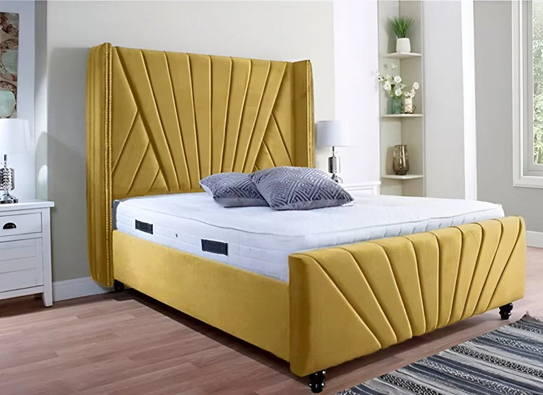 King David 5 ft Upholstered Storage Bed – Luxury Designer Frame with Plush Headboard