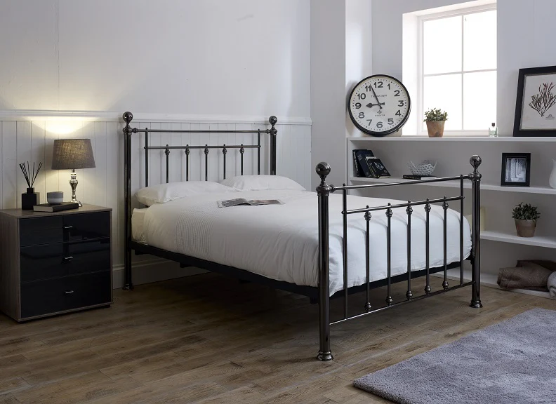 Kingston Chrome Bed Frame – Black Chrome Finish with Sprung Slatted Base - Image 9