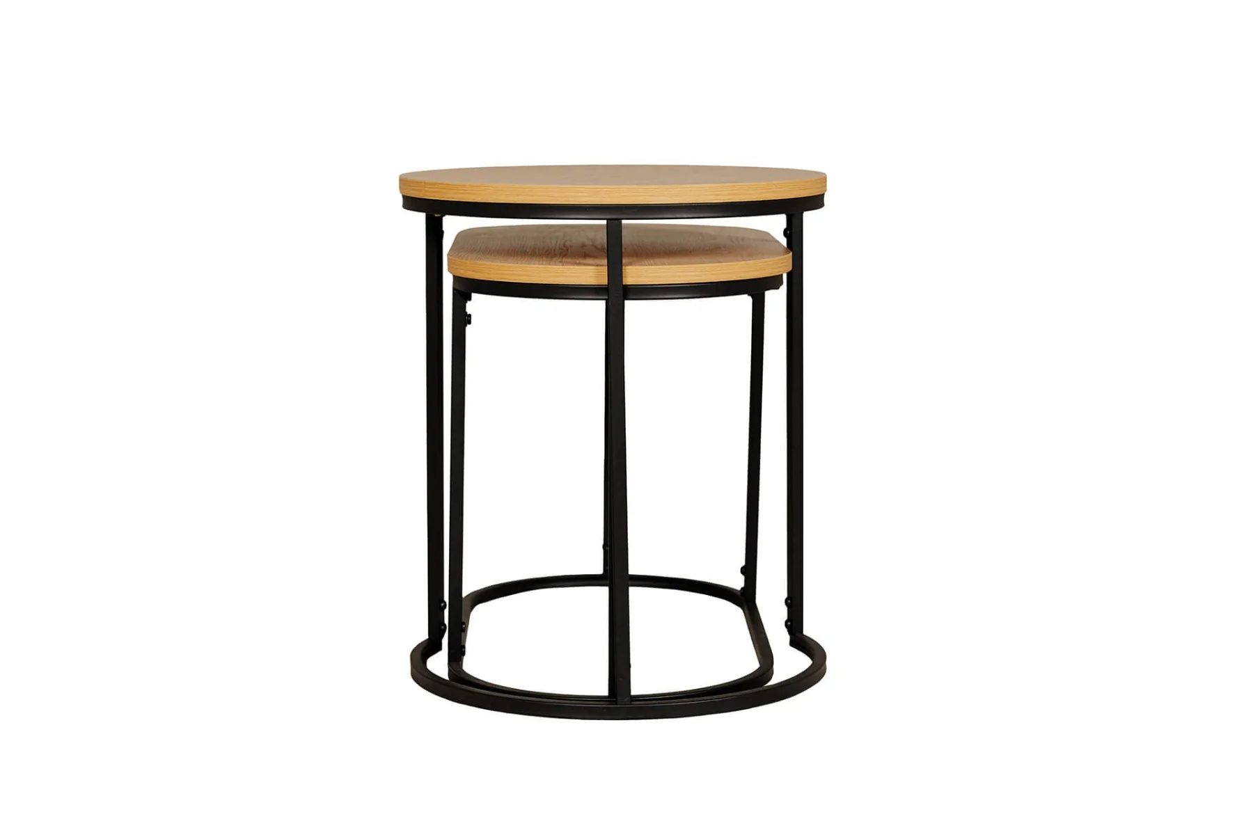 Kinsley Nest of Tables – Brown Melamine with Black Metal Frame 540mm - Image 3