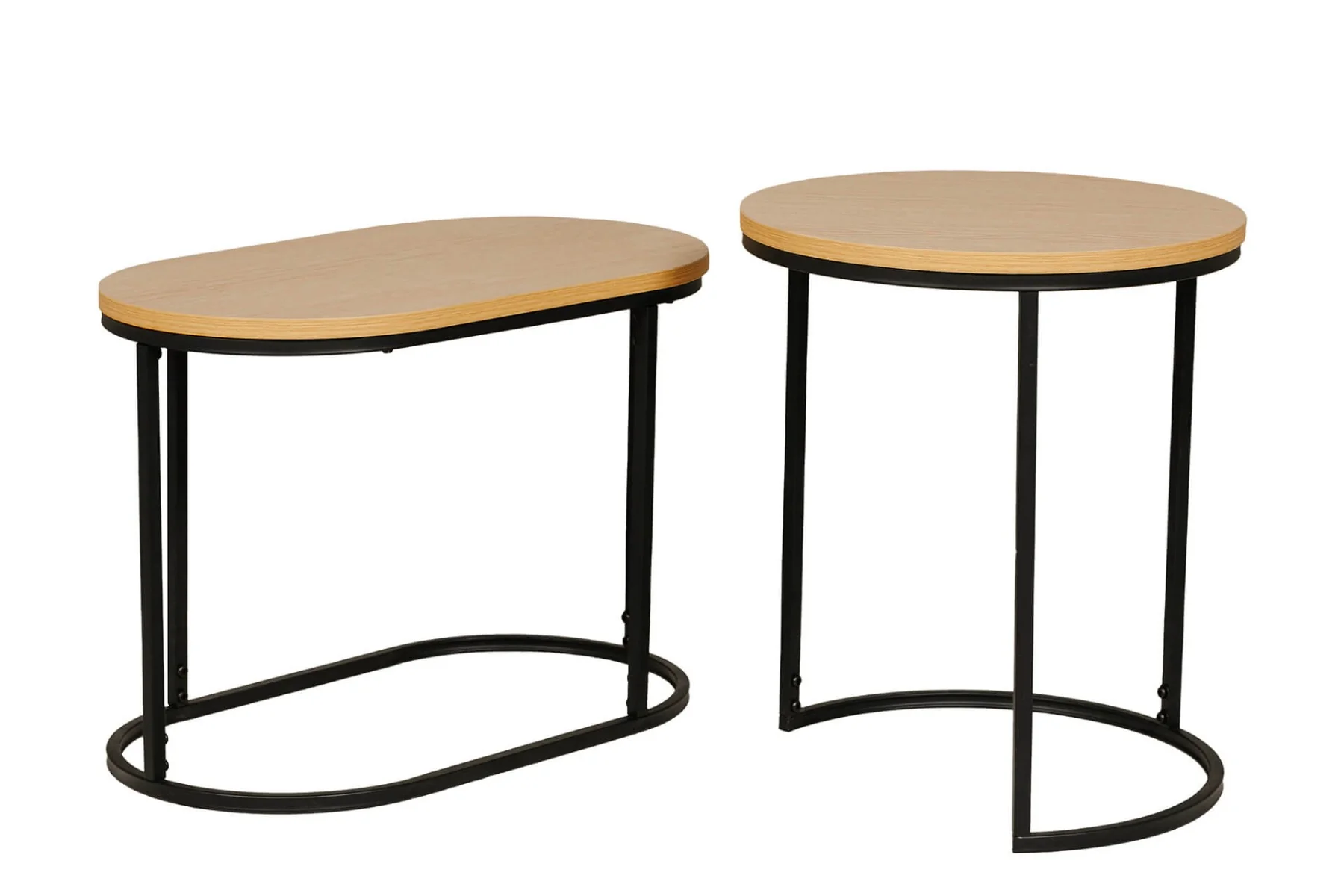 Kinsley Nest of Tables – Brown Melamine with Black Metal Frame 540mm - Image 5