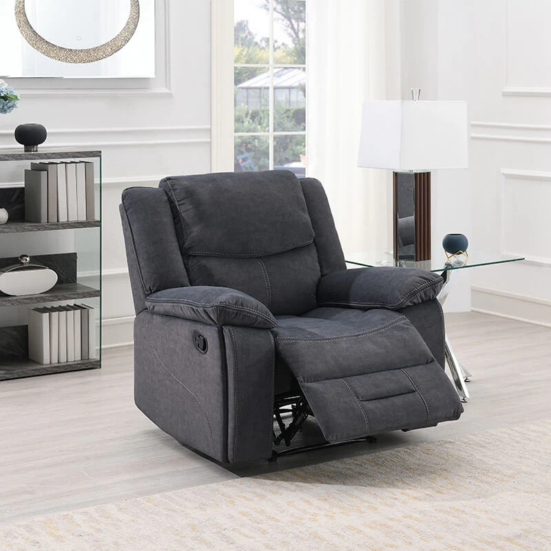 Klayton 1 Seater Manual Recliner – Charcoal with Lumbar Support
