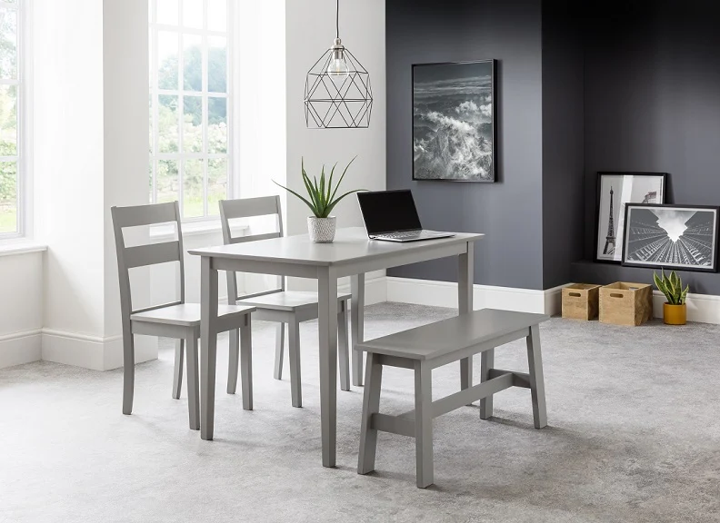 Kobe Grey Dining Set – Compact Table for 4 with Durable Lacquer Finish