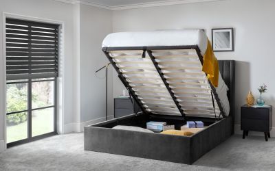 Langham Scalloped Headboard Storage Bed 135cm - Grey - Image 2