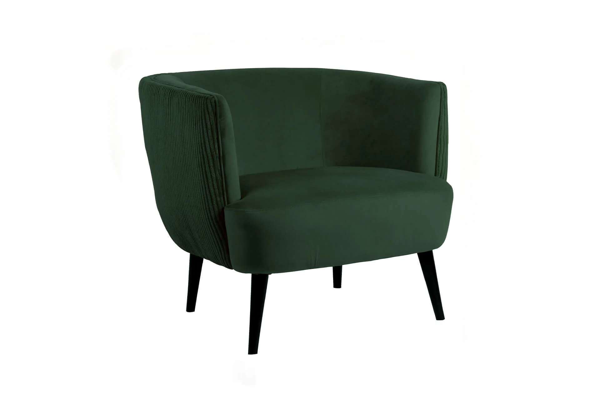 Lani Accent Chair – Green Velvet & Corduroy Barrel Design - Image 4