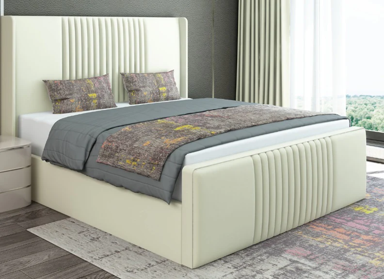 Larah 3 ft Upholstered Storage Bed – Luxury Designer Frame with Winged Headboard