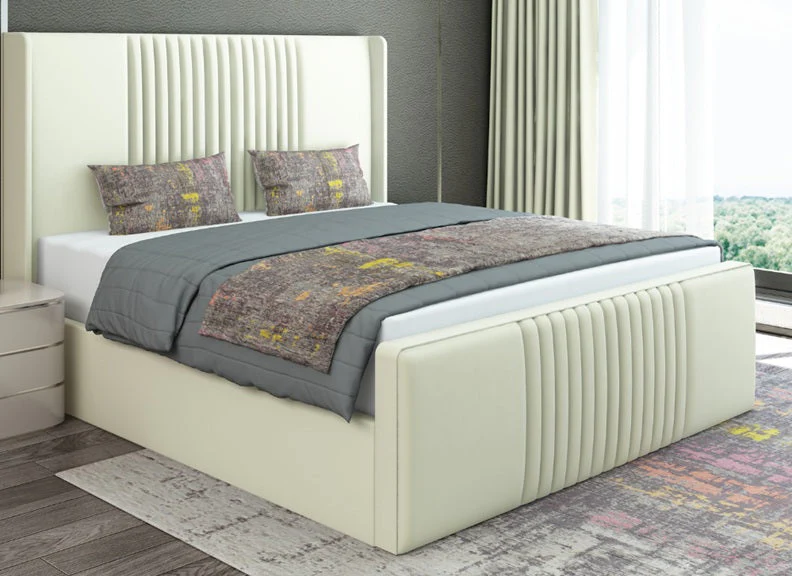 Larah 6 ft Upholstered Storage Bed – Luxury Designer Frame with Winged Headboard