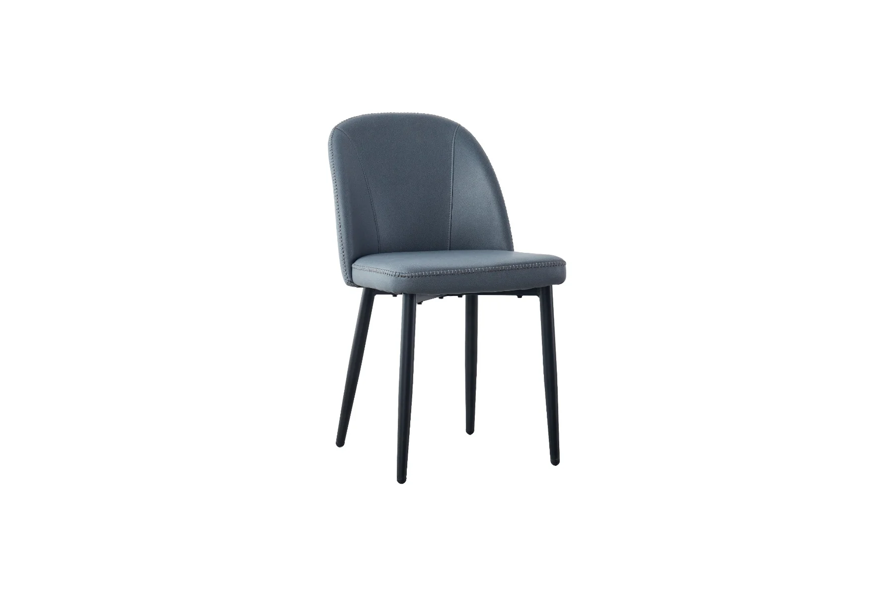 Leo Chair – Grey Upholstered with Black Metal Legs