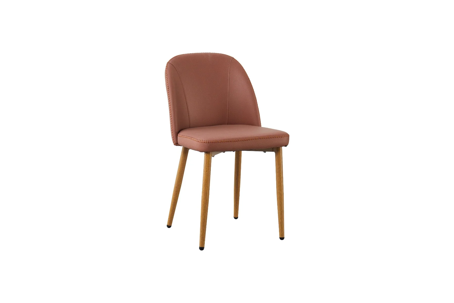 Leo Dining Chair – Salmon Fabric with Oak Legs - Image 2