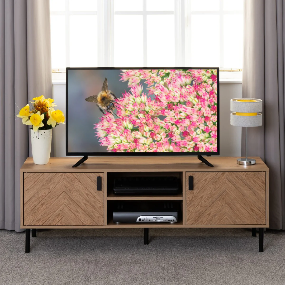 Leon 2 Door TV Unit Medium Oak Effect (Pre-order for July)