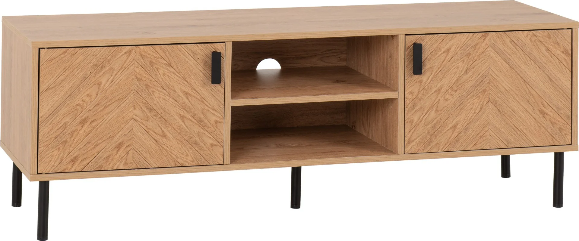 Leon 2 Door TV Unit Medium Oak Effect (Pre-order for July) - Image 2