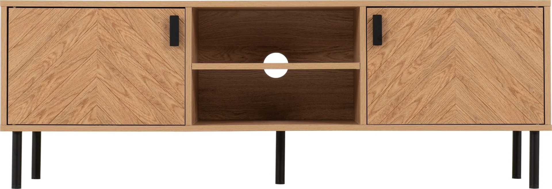 Leon 2 Door TV Unit Medium Oak Effect (Pre-order for July) - Image 3