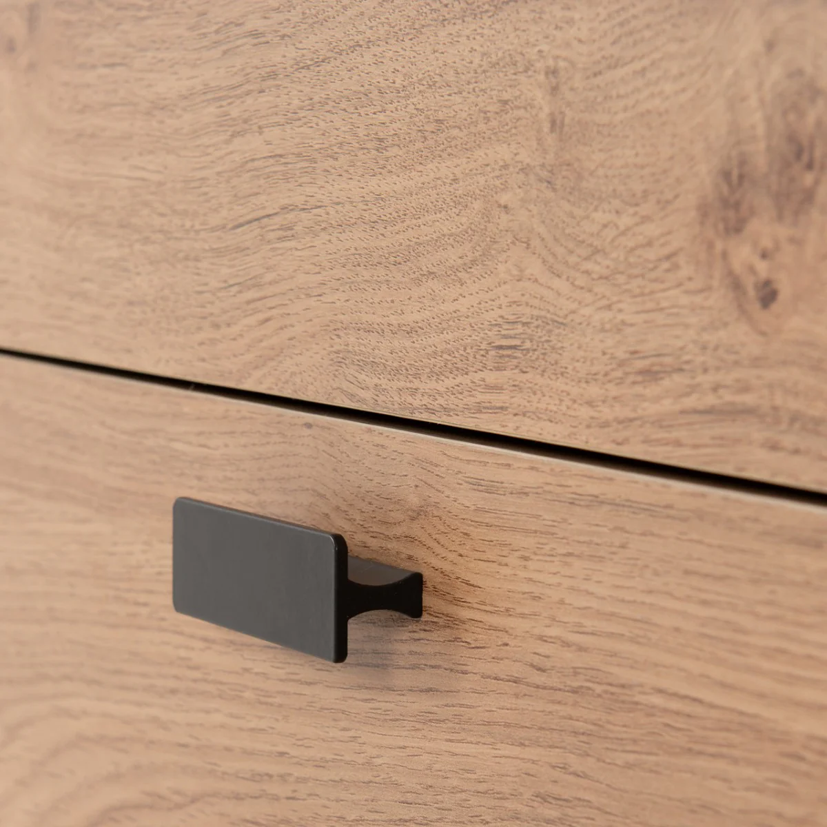 Leon 3-Drawer Bedside Table – Medium Oak Effect with Metal Feet 450mm - Image 5
