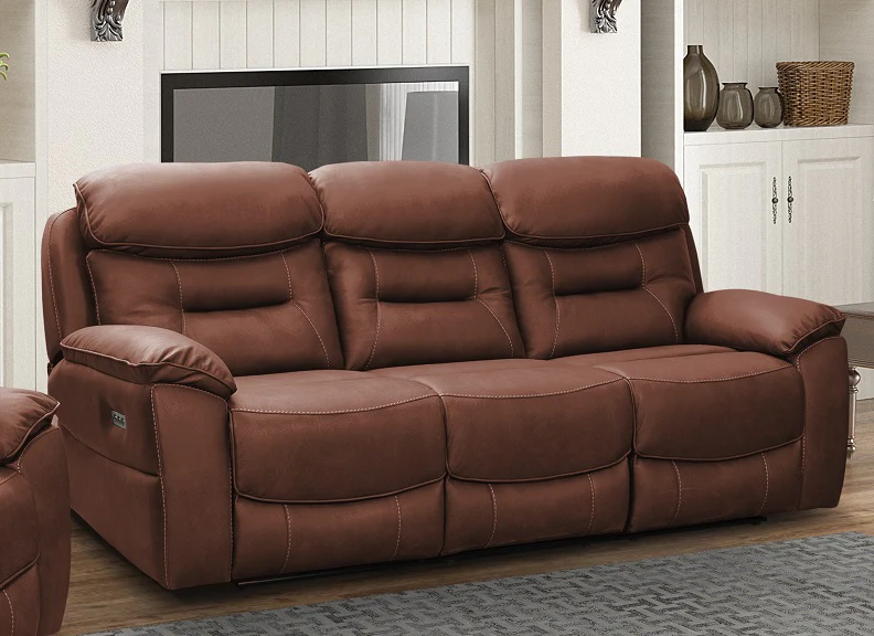 Leroy Three Seat Powered Sofa – Slate Grey Fabric with USB Charging - Image 8